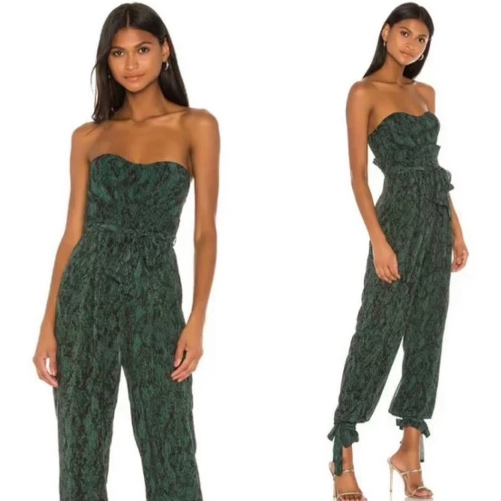 Michael Costello Forest Green Lace Jumpsuit